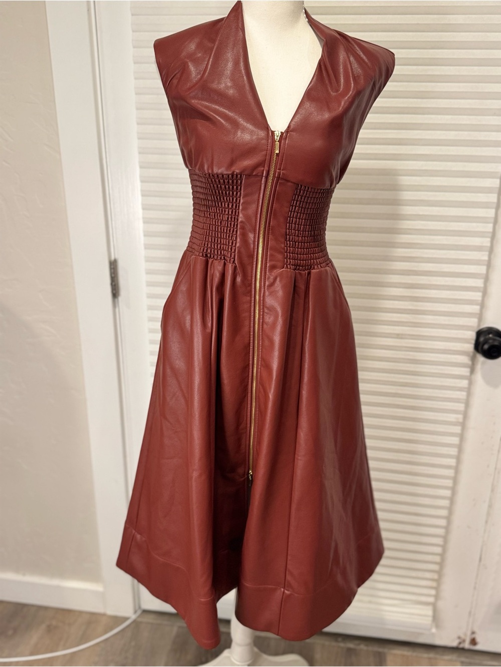 Anthropologie Tommie Cap-Sleeve Faux Leather Shirtdress 1301 - Picture 1 of 7